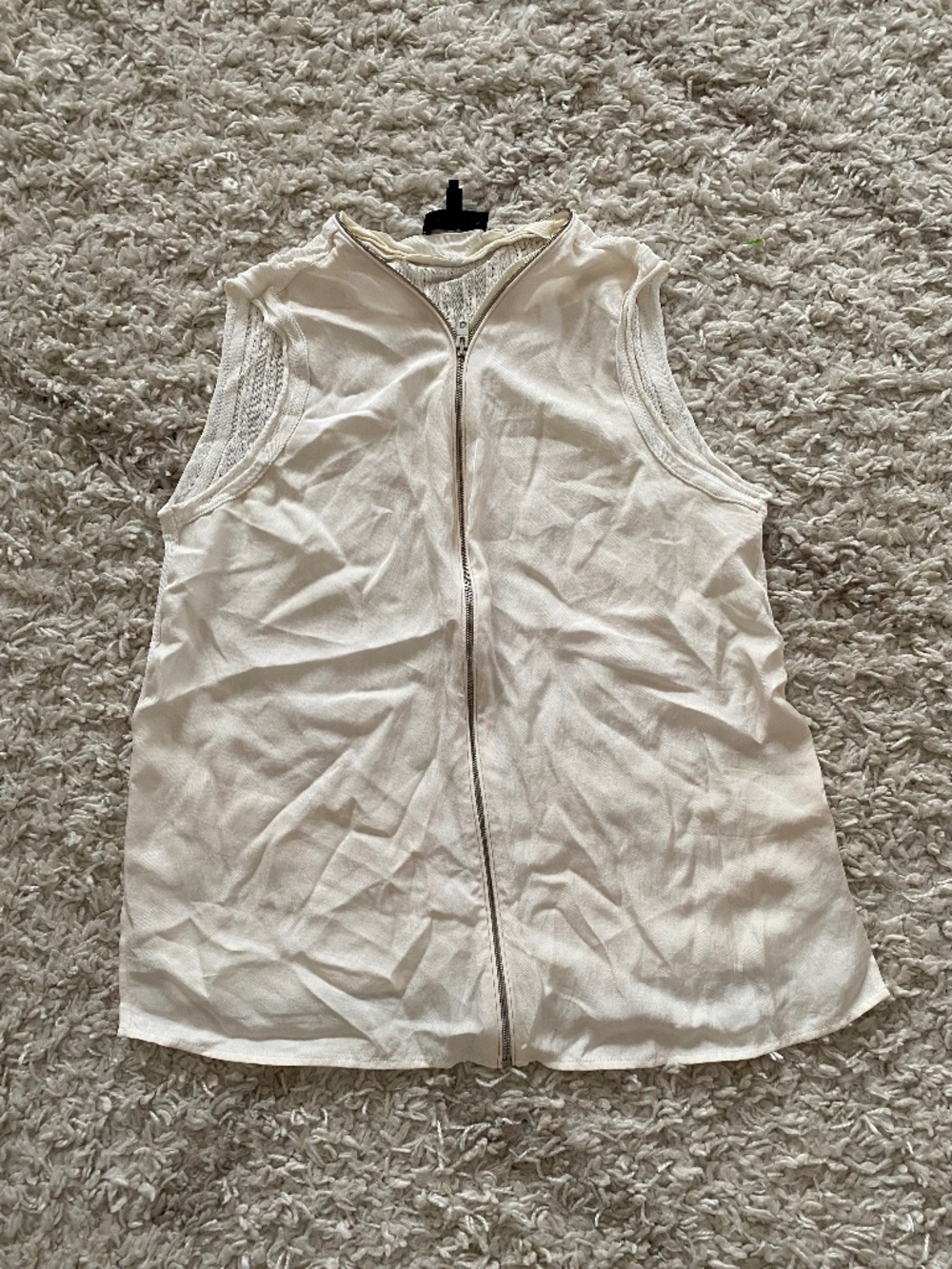 Rag & Bone White Mixed Media Full-Zip Vest - Size: S